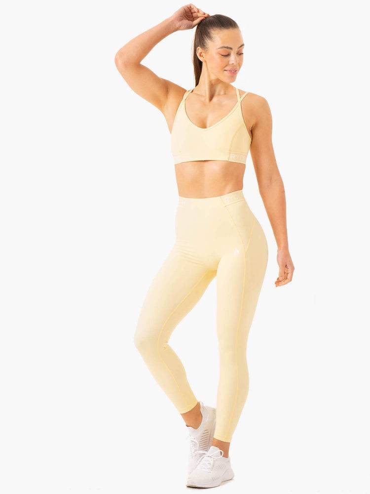 Legginsy Damskie Ryderwear Women Leggings Level Up High Waisted Scrunch Beżowe | PL2363GL