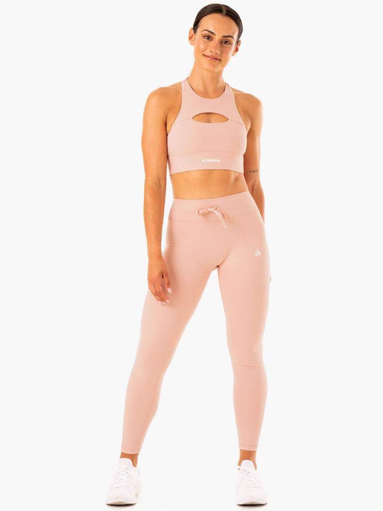 Legginsy Damskie Ryderwear Women Leggings Replay High Waisted Beżowe | PL2366SO