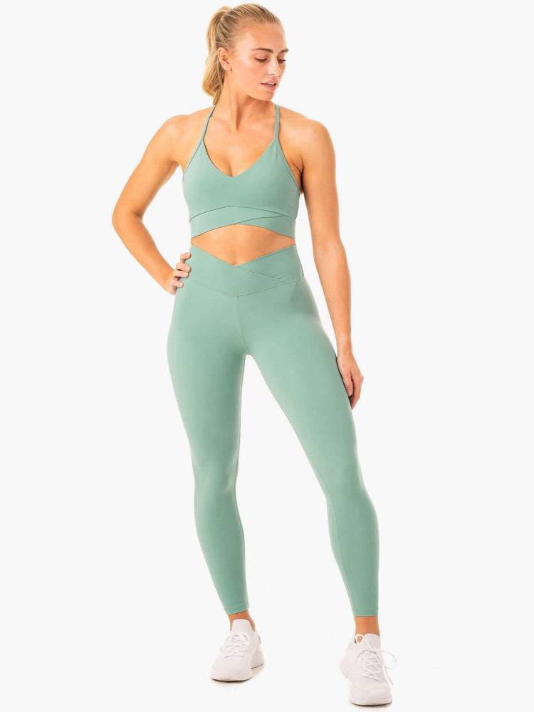 Legginsy Damskie Ryderwear Women Leggings Serene Cross Over Scrunch Zielone | PL2368PQ