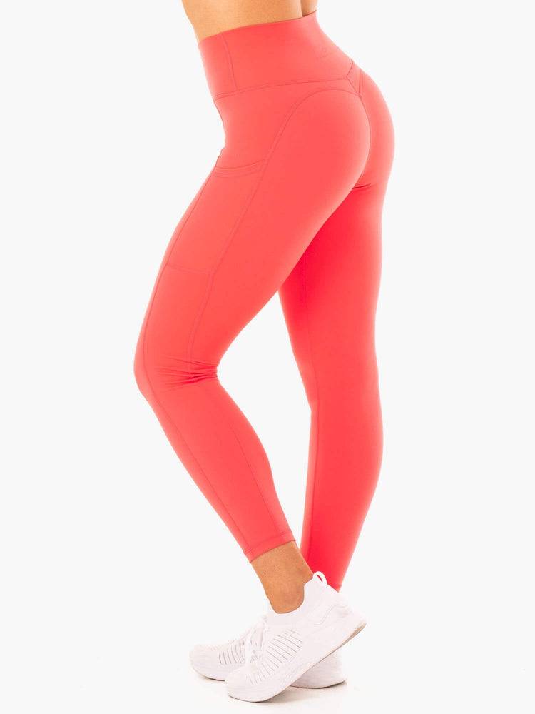 Legginsy Damskie Ryderwear Women Leggings Reset High Waisted Pocket Czerwone | PL2369OR