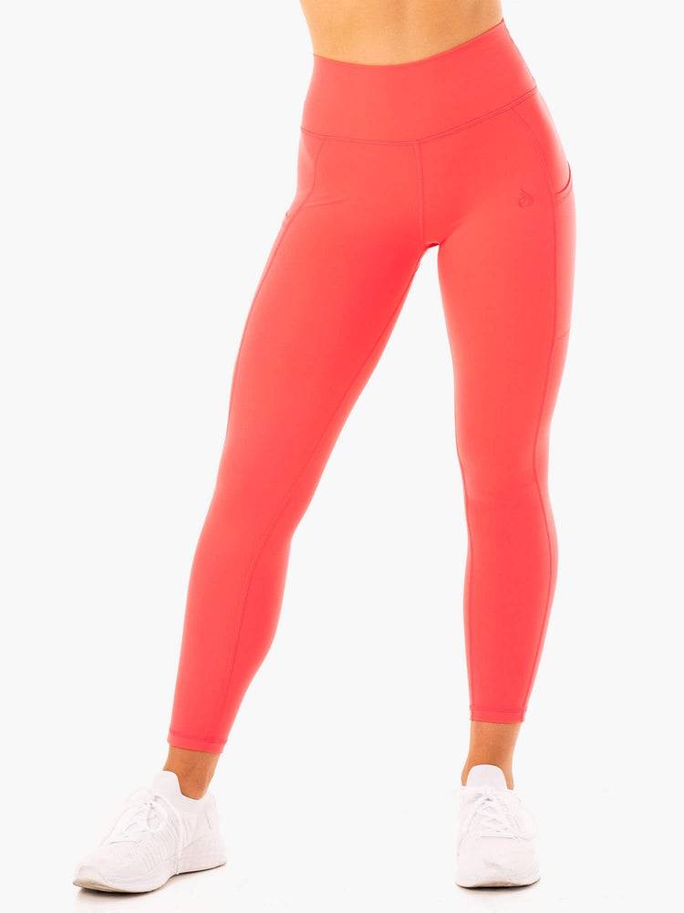 Legginsy Damskie Ryderwear Women Leggings Reset High Waisted Pocket Czerwone | PL2369OR