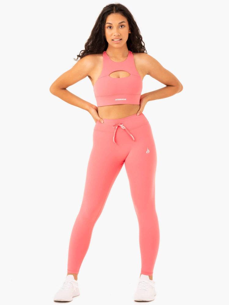 Legginsy Damskie Ryderwear Women Leggings Replay High Waisted Koralowe | PL2372YU