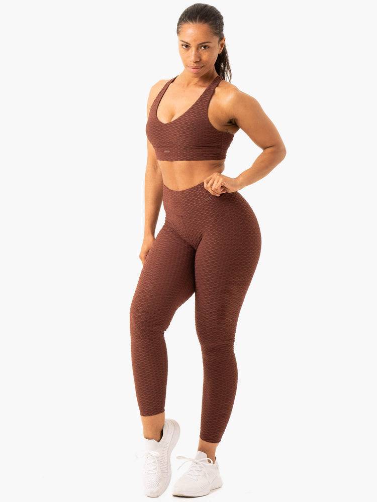 Legginsy Damskie Ryderwear Women Leggings Optic Scrunch Bum Czekolada | PL2373TV