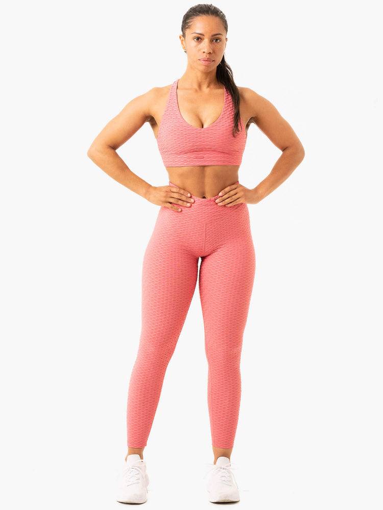 Legginsy Damskie Ryderwear Women Leggings Optic Scrunch Bum Różowe | PL2376WY