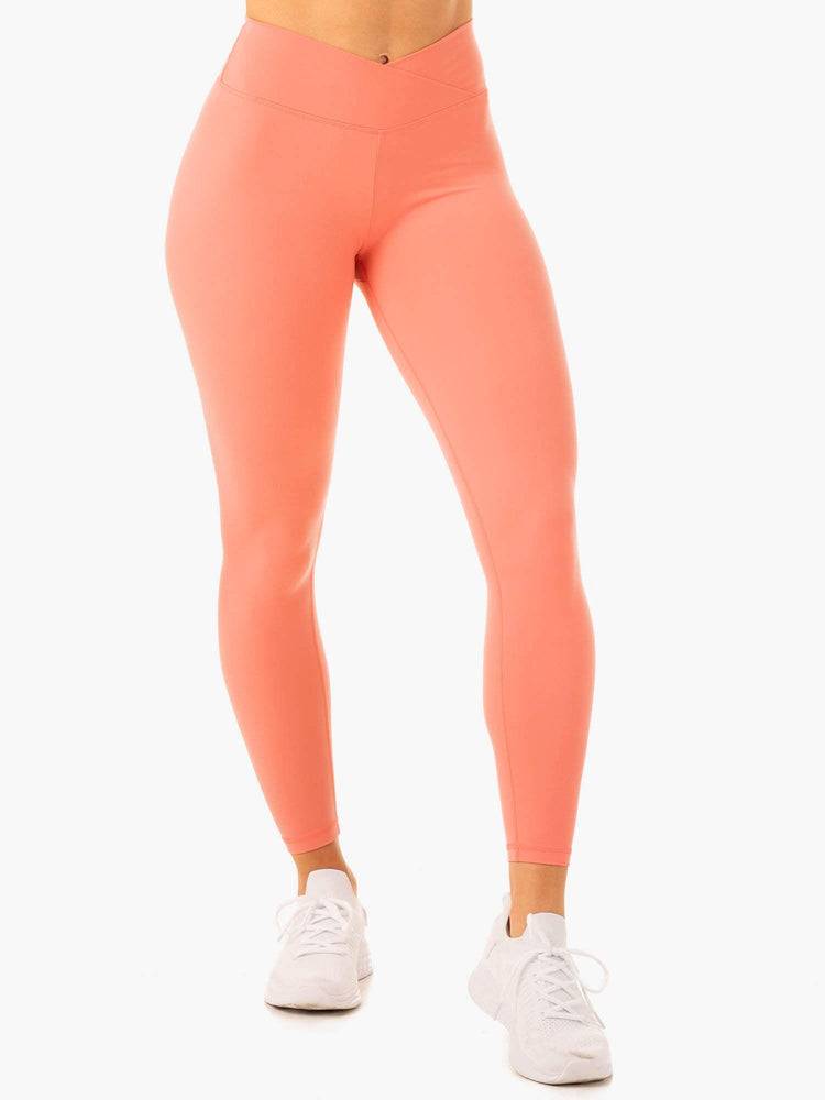 Legginsy Damskie Ryderwear Women Leggings Serene Cross Over Scrunch Różowe Różowe | PL2378MA