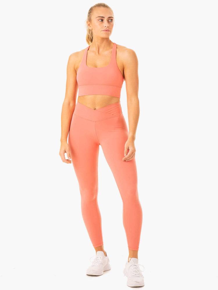 Legginsy Damskie Ryderwear Women Leggings Serene Cross Over Scrunch Różowe Różowe | PL2378MA