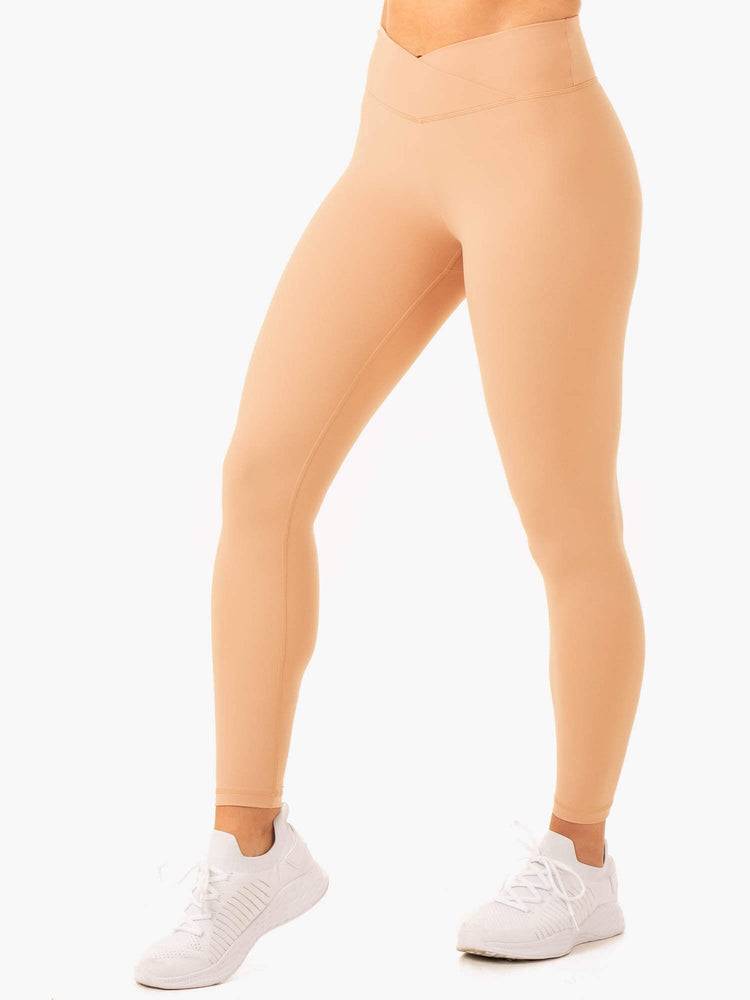 Legginsy Damskie Ryderwear Women Leggings Serene Cross Over Scrunch Brązowe | PL2379NB