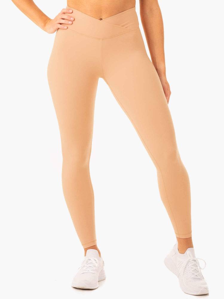 Legginsy Damskie Ryderwear Women Leggings Serene Cross Over Scrunch Brązowe | PL2379NB