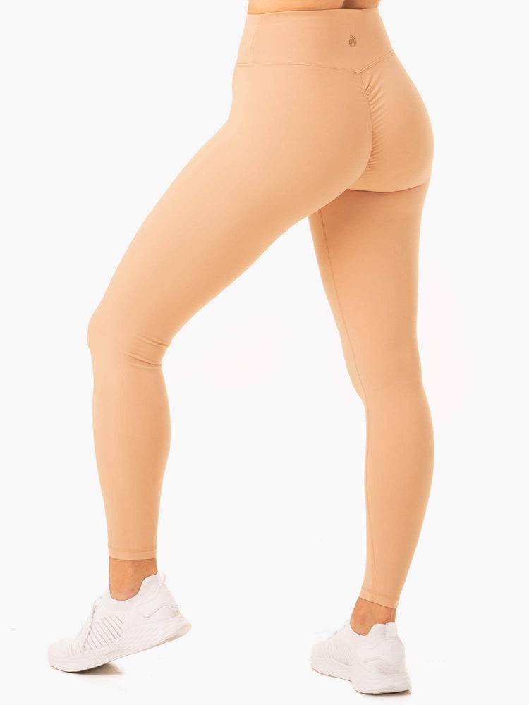 Legginsy Damskie Ryderwear Women Leggings Serene Cross Over Scrunch Brązowe | PL2379NB