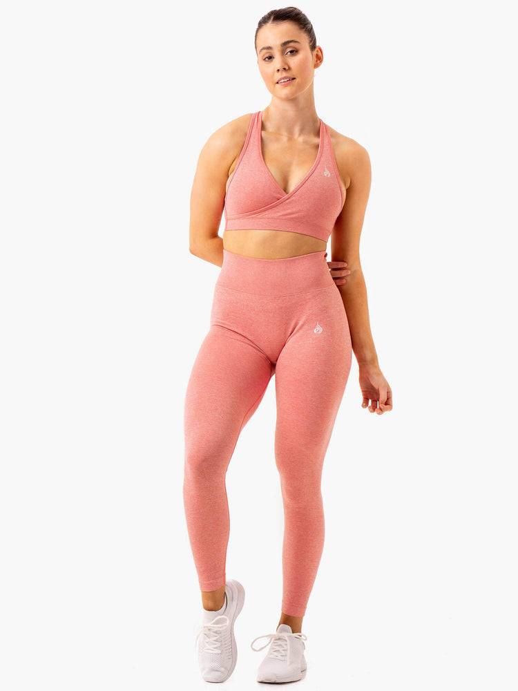 Legginsy Damskie Ryderwear Women Leggings Essential Seamless Różowe | PL2384ZG