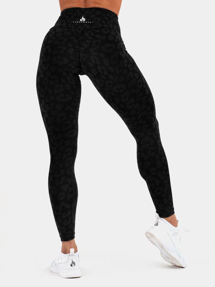 Legginsy Damskie Ryderwear Women Leggings Instinct Scrunch Bum Panterka Czarne | PL2387JJ