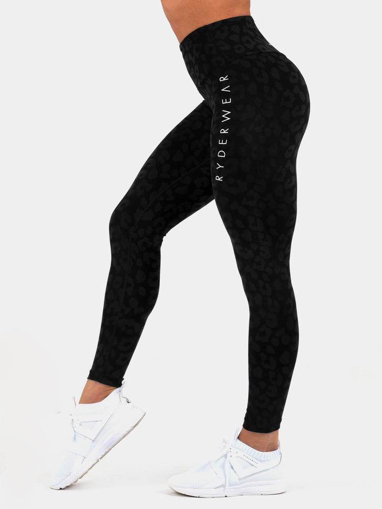 Legginsy Damskie Ryderwear Women Leggings Instinct Scrunch Bum Panterka Czarne | PL2387JJ