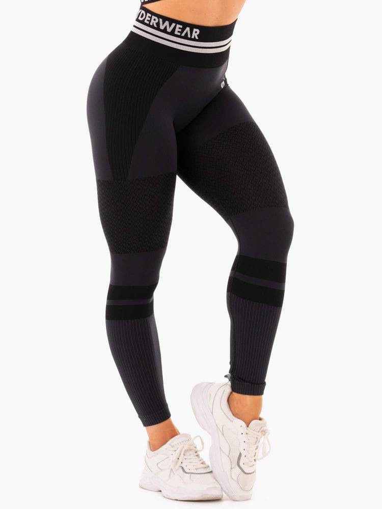 Legginsy Damskie Ryderwear Women Leggings Freestyle Seamless High Waisted Czarne | PL2388HK