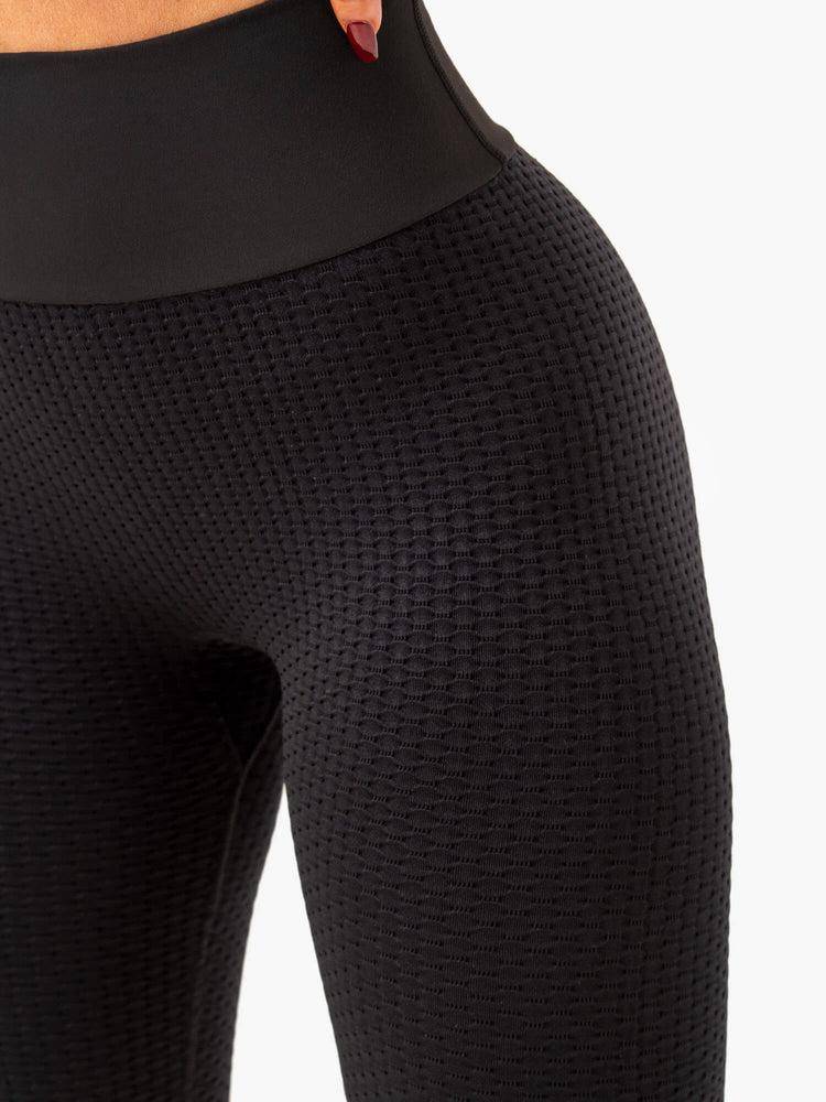 Legginsy Damskie Ryderwear Women Leggings Honeycomb Scrunch Seamless Czarne | PL2392SO