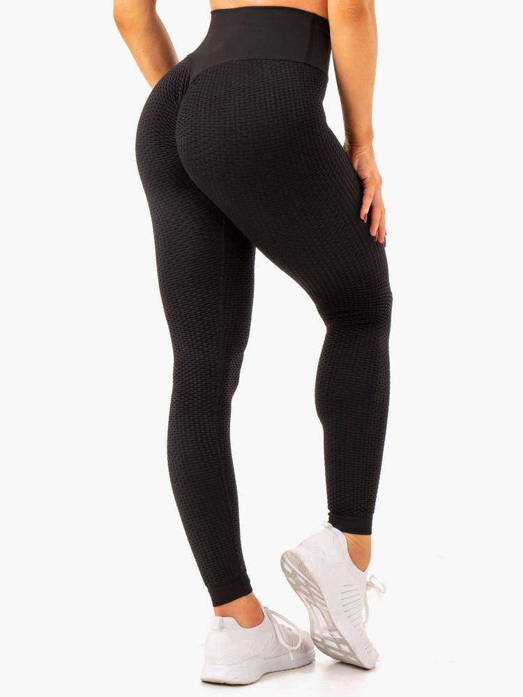 Legginsy Damskie Ryderwear Women Leggings Honeycomb Scrunch Seamless Czarne | PL2392SO