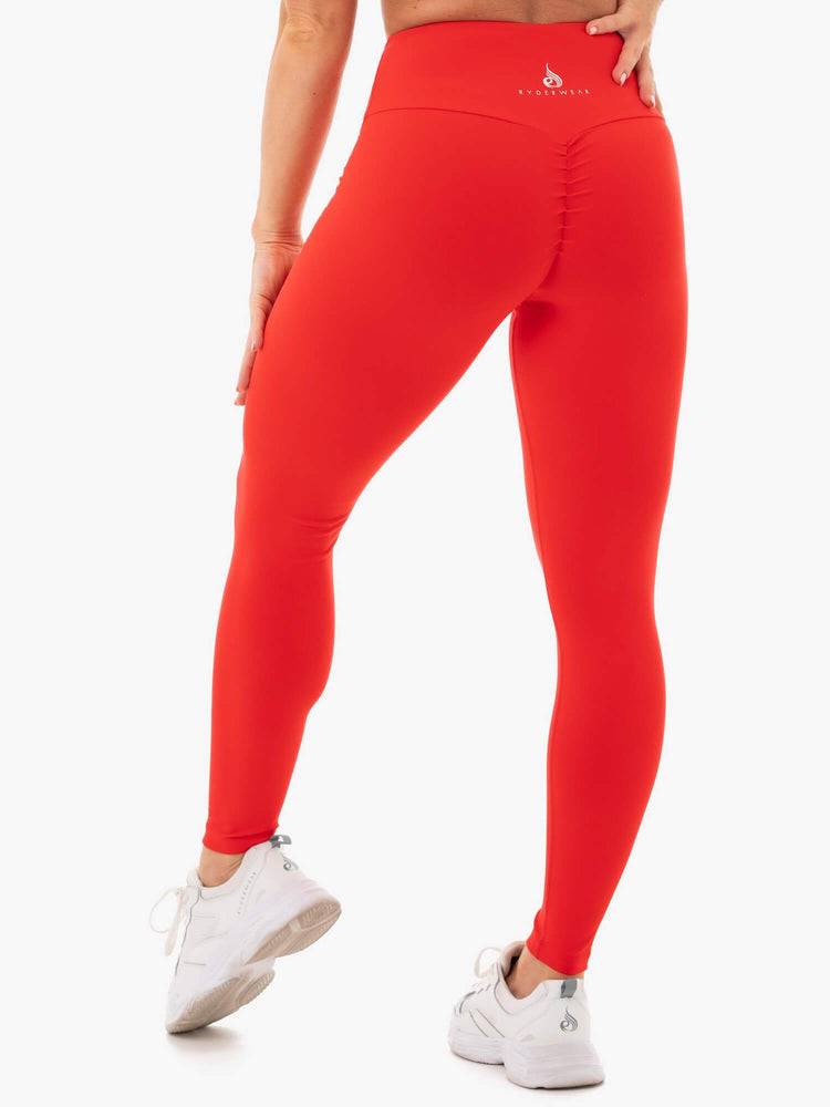 Legginsy Damskie Ryderwear Women Leggings Staples Scrunch Bum Czerwone | PL2395OR