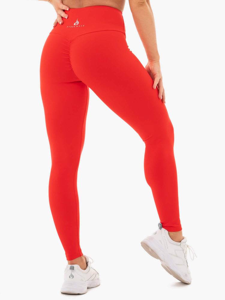 Legginsy Damskie Ryderwear Women Leggings Staples Scrunch Bum Czerwone | PL2395OR