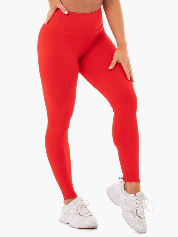 Legginsy Damskie Ryderwear Women Leggings Staples Scrunch Bum Czerwone | PL2395OR