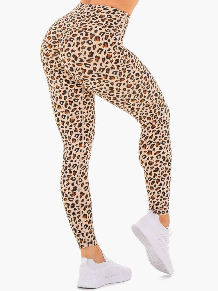 Legginsy Damskie Ryderwear Women Leggings Adapt High Waisted Scrunch Beżowe Panterka | PL2398YU