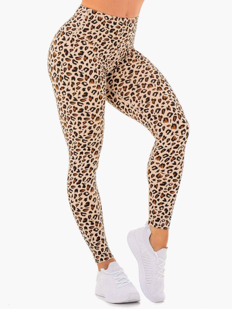 Legginsy Damskie Ryderwear Women Leggings Adapt High Waisted Scrunch Beżowe Panterka | PL2398YU