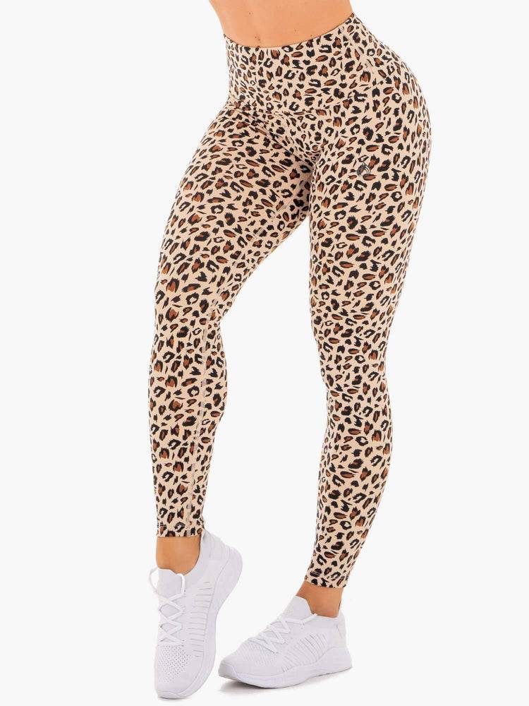 Legginsy Damskie Ryderwear Women Leggings Adapt High Waisted Scrunch Beżowe Panterka | PL2398YU