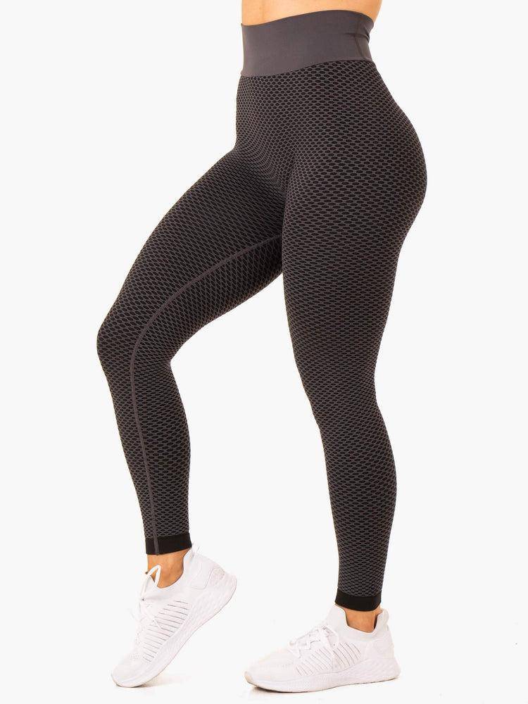 Legginsy Damskie Ryderwear Women Leggings Honeycomb Scrunch Seamless Szare | PL2399TV