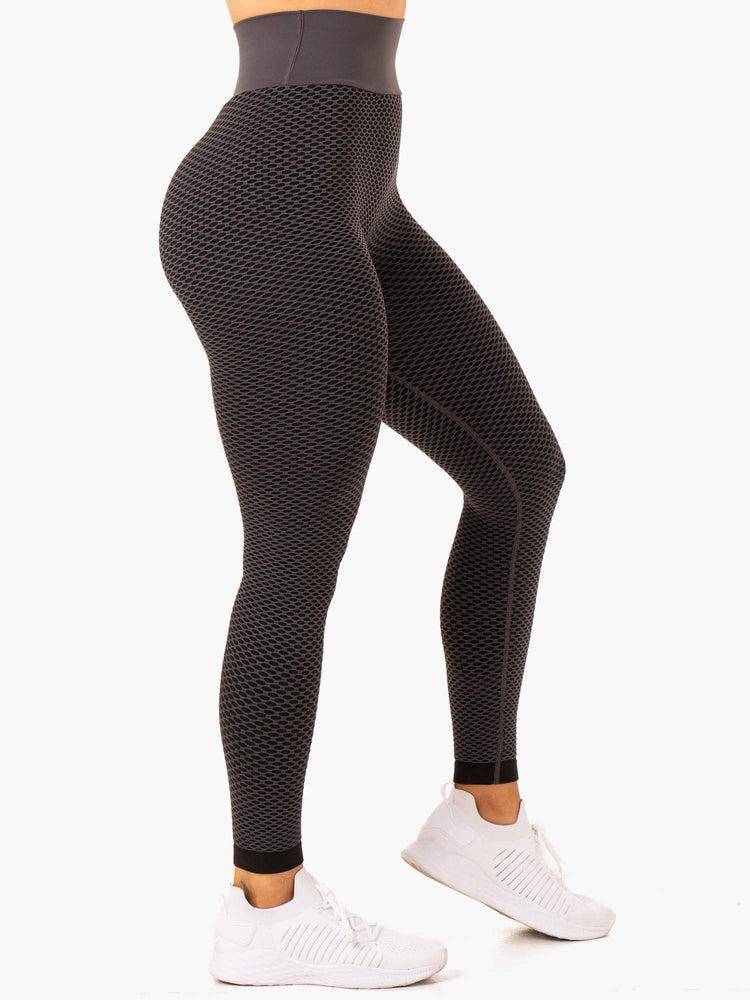 Legginsy Damskie Ryderwear Women Leggings Honeycomb Scrunch Seamless Szare | PL2399TV