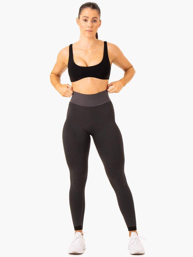 Legginsy Damskie Ryderwear Women Leggings Honeycomb Scrunch Seamless Szare | PL2399TV