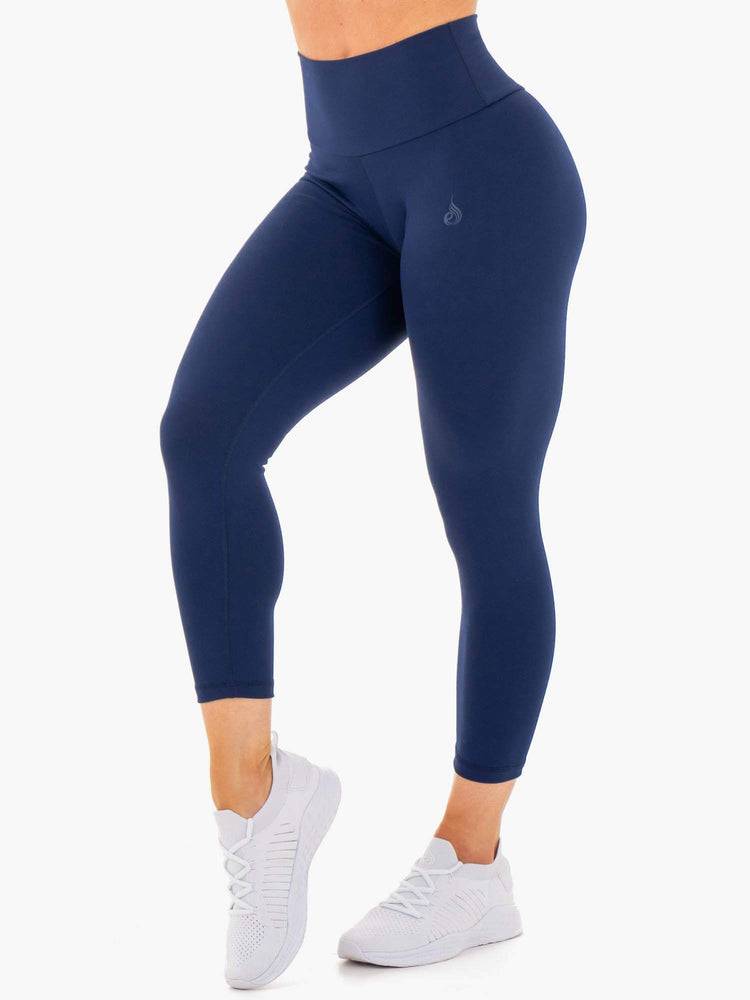 Legginsy Damskie Ryderwear Women Leggings Motion High Waisted 7/8 Scrunch Bum Granatowe | PL2400RW