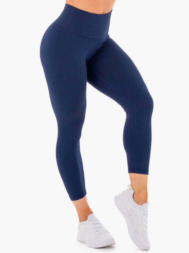 Legginsy Damskie Ryderwear Women Leggings Motion High Waisted 7/8 Scrunch Bum Granatowe | PL2400RW