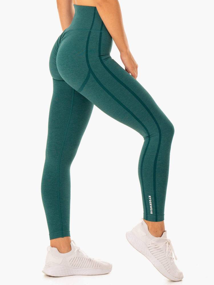 Legginsy Damskie Ryderwear Women Leggings Enhance Scrunch Bum Seamless Turkusowe | PL2402WY