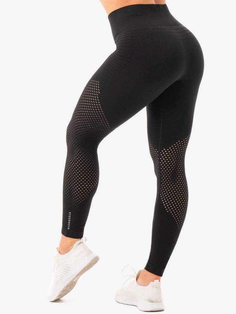 Legginsy Damskie Ryderwear Women Leggings Geo Seamless High Waisted Czarne | PL2404MA