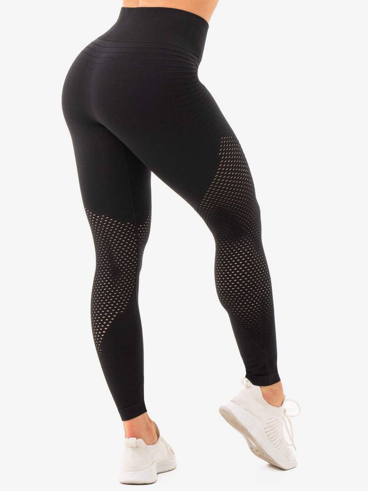 Legginsy Damskie Ryderwear Women Leggings Geo Seamless High Waisted Czarne | PL2404MA