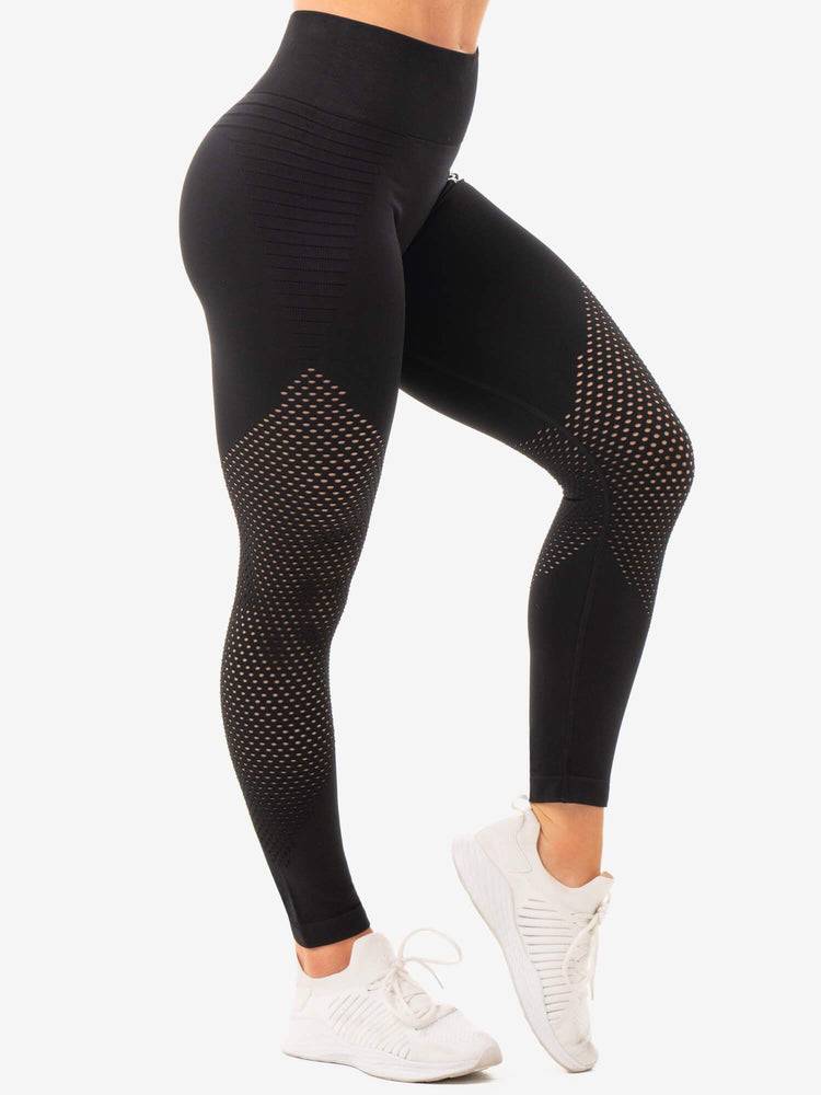 Legginsy Damskie Ryderwear Women Leggings Geo Seamless High Waisted Czarne | PL2404MA