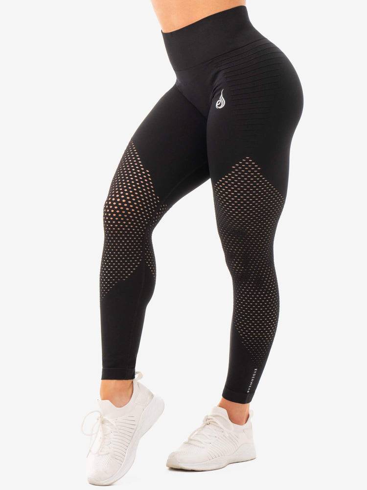 Legginsy Damskie Ryderwear Women Leggings Geo Seamless High Waisted Czarne | PL2404MA