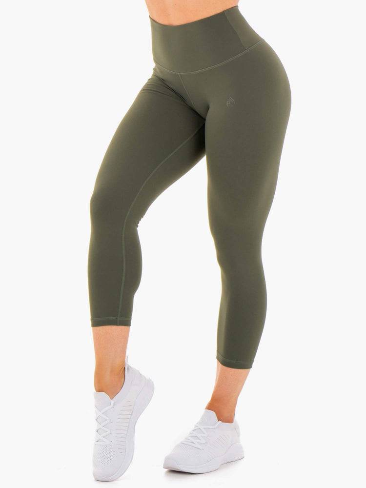 Legginsy Damskie Ryderwear Women Leggings Motion High Waisted 7/8 Khaki | PL2405NB