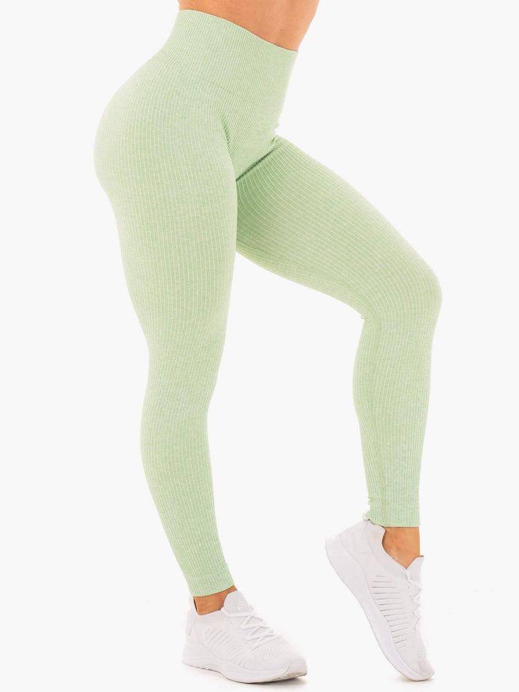 Legginsy Damskie Ryderwear Women Leggings Rib Seamless Mięta | PL2406BC