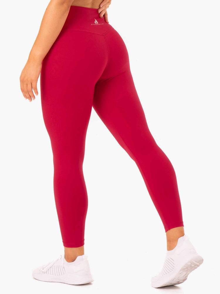 Legginsy Damskie Ryderwear Women Leggings Base Full Length High Waisted Różowe Czerwone | PL2407VD