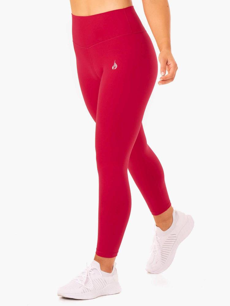 Legginsy Damskie Ryderwear Women Leggings Base Full Length High Waisted Różowe Czerwone | PL2407VD