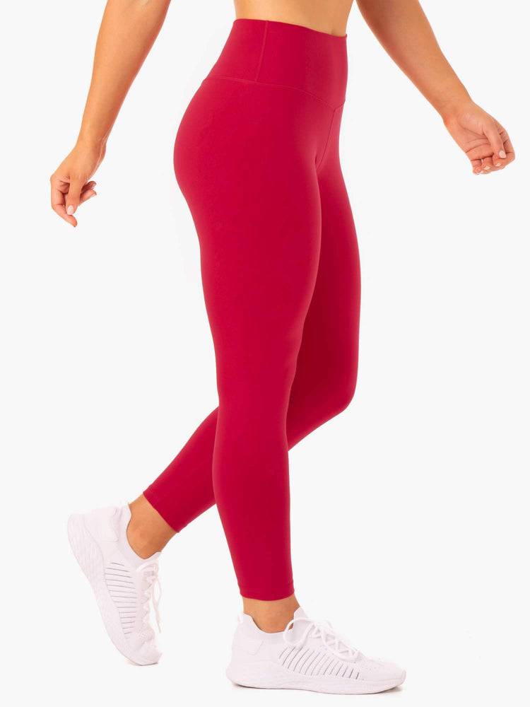 Legginsy Damskie Ryderwear Women Leggings Base Full Length High Waisted Różowe Czerwone | PL2407VD