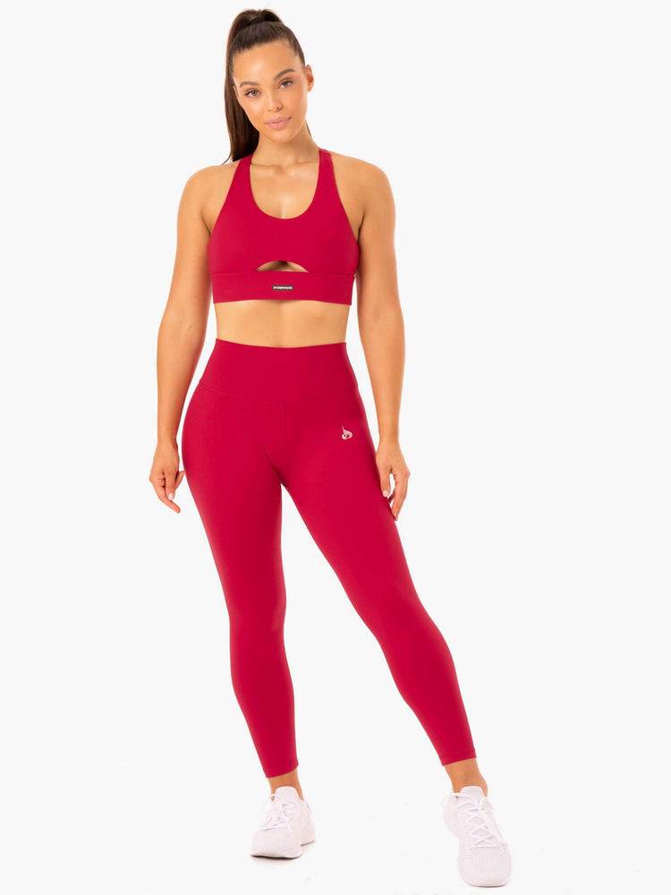 Legginsy Damskie Ryderwear Women Leggings Base Full Length High Waisted Różowe Czerwone | PL2407VD