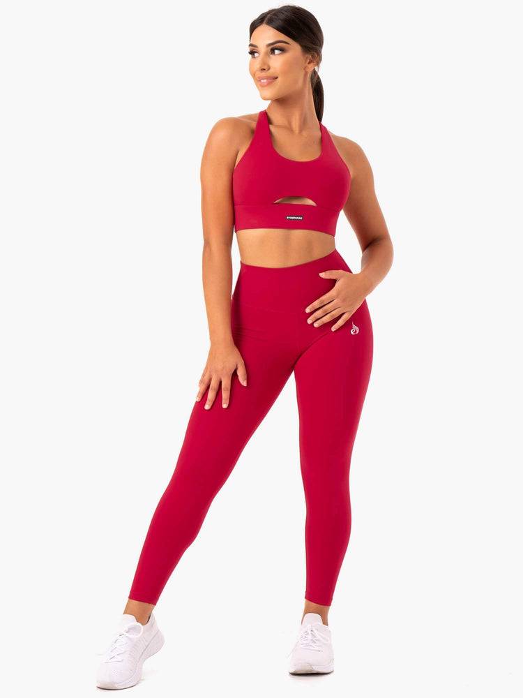 Legginsy Damskie Ryderwear Women Leggings Base Full Length High Waisted Różowe Czerwone | PL2407VD