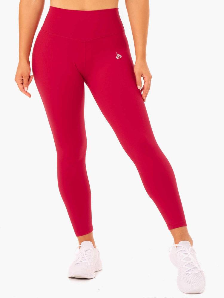 Legginsy Damskie Ryderwear Women Leggings Base Full Length High Waisted Różowe Czerwone | PL2407VD