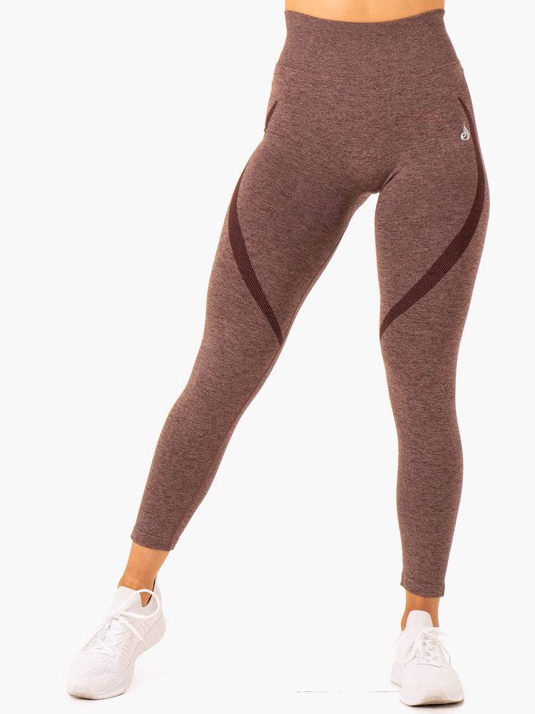 Legginsy Damskie Ryderwear Women Leggings Sculpt Seamless Czekolada | PL2410ZG