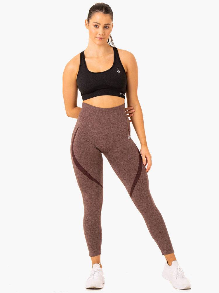 Legginsy Damskie Ryderwear Women Leggings Sculpt Seamless Czekolada | PL2410ZG