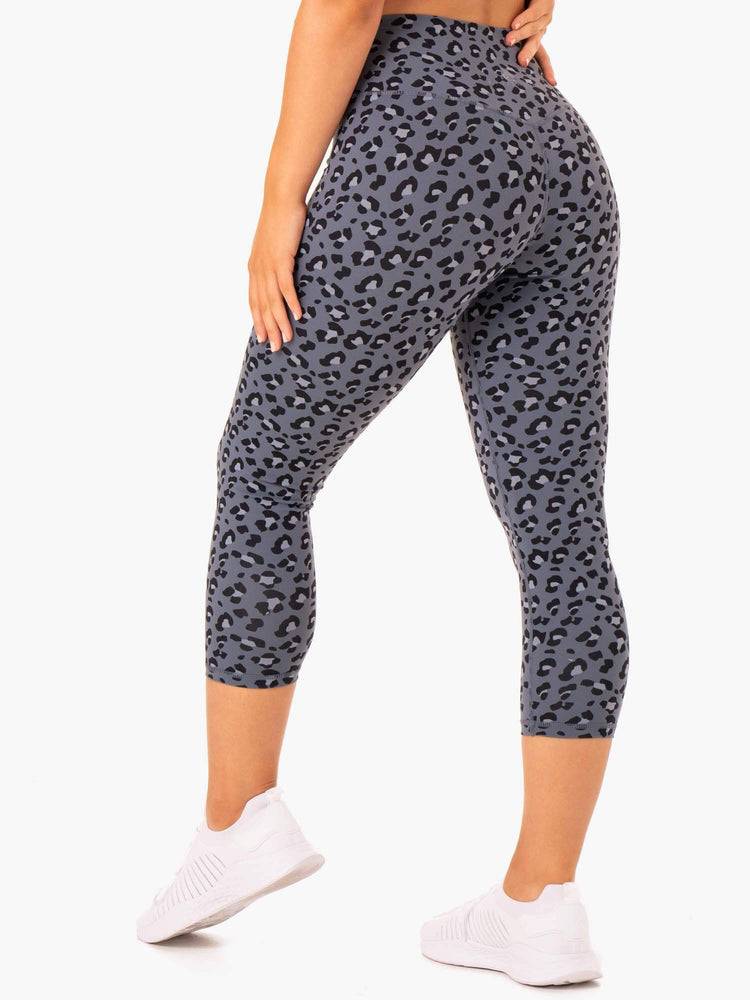 Legginsy Damskie Ryderwear Women Leggings Hybryd 7/8 Szare Niebieskie Panterka | PL2414HK