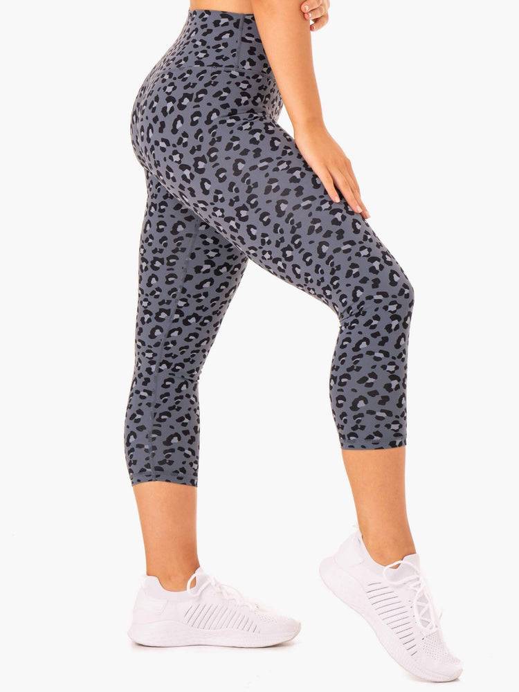 Legginsy Damskie Ryderwear Women Leggings Hybryd 7/8 Szare Niebieskie Panterka | PL2414HK