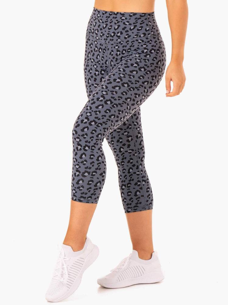 Legginsy Damskie Ryderwear Women Leggings Hybryd 7/8 Szare Niebieskie Panterka | PL2414HK