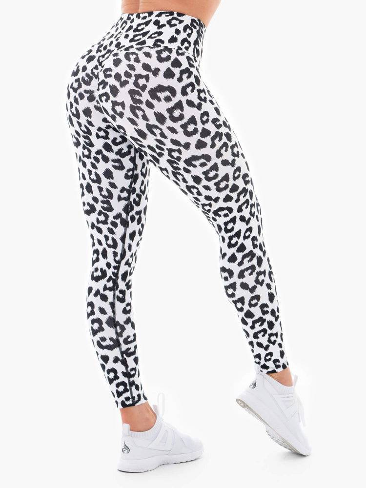 Legginsy Damskie Ryderwear Women Leggings Instincts Scrunch Bum Białe Panterka | PL2420PQ