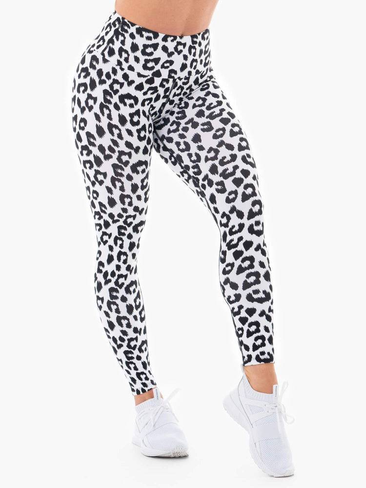 Legginsy Damskie Ryderwear Women Leggings Instincts Scrunch Bum Białe Panterka | PL2420PQ